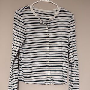 American eagle Striped Long Sleeve Button-Up Top